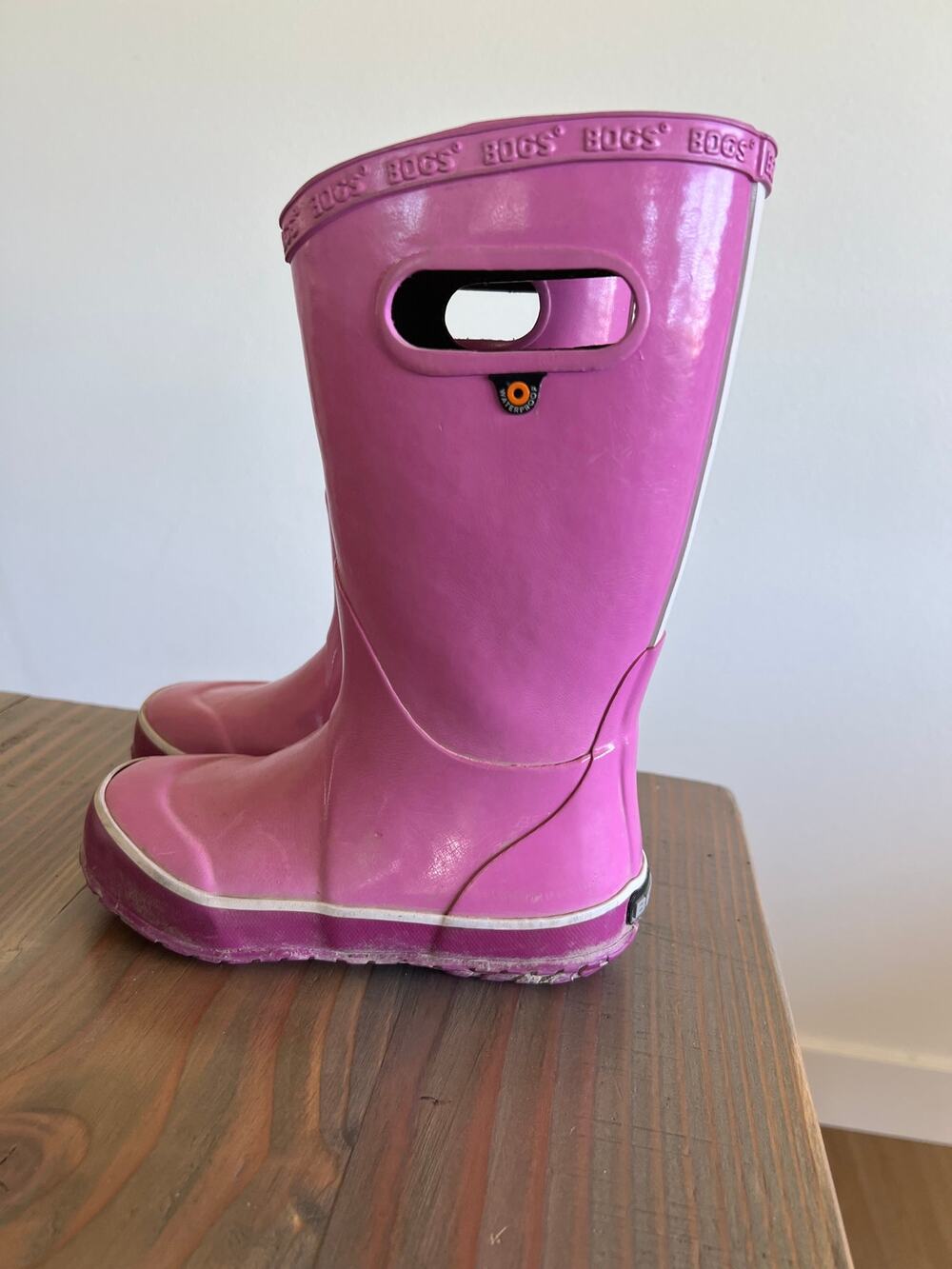 BOGS Pink Rubber Rain Boots Little Girls Size 10